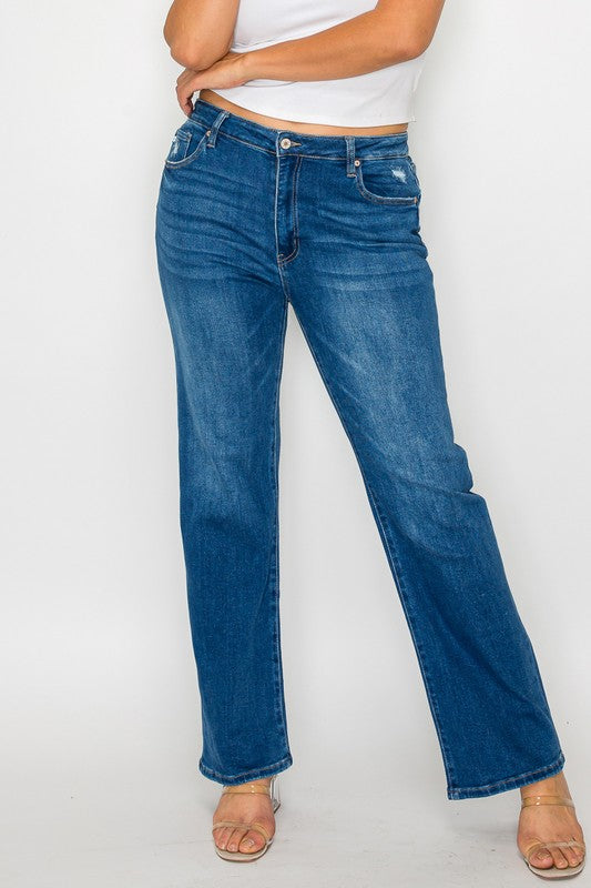 bytos Full Size Cat's Whiskers High Rise Straight Jeans