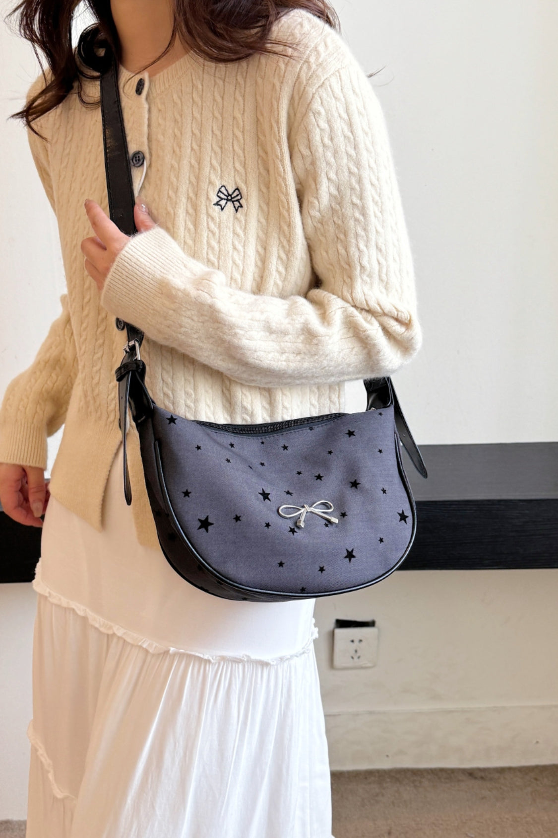 Polyester Printed Adjustable Strap Crossbody Bag