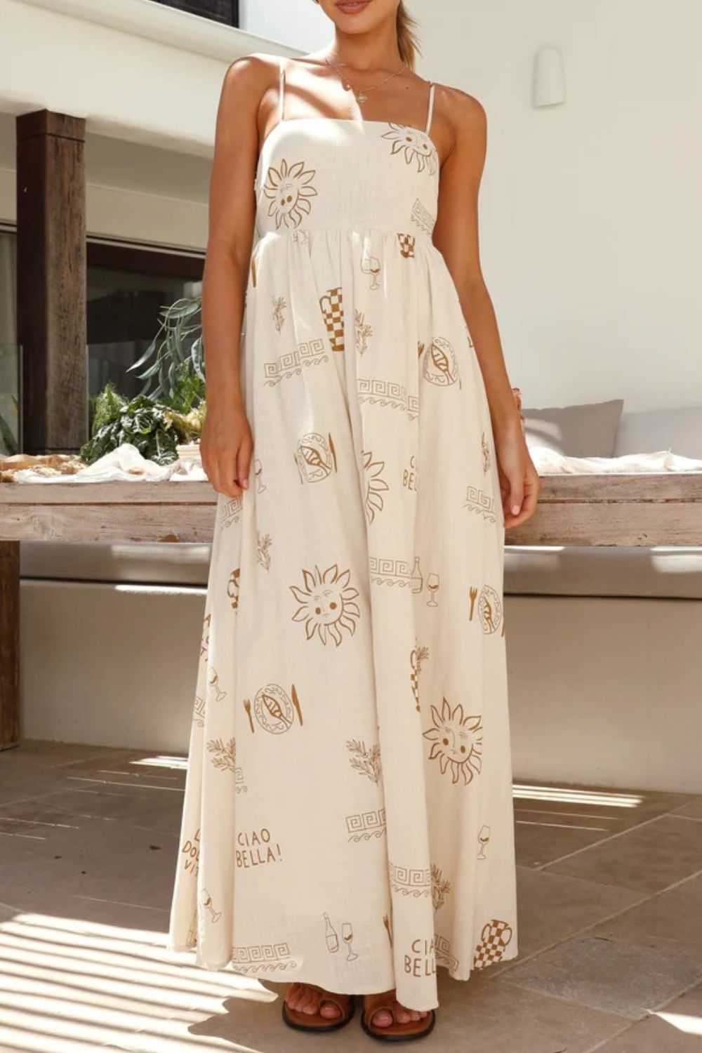 Printed Square Neck Maxi Cami Dress