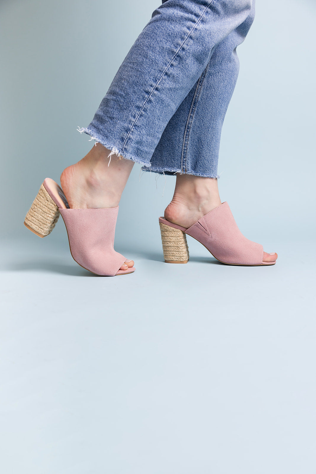 Helena Heeled Sandal in Blush Suede