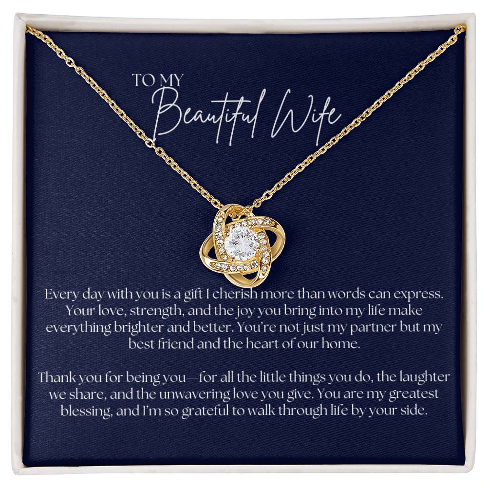 To My Beautiful Wife - Love Knot Necklace