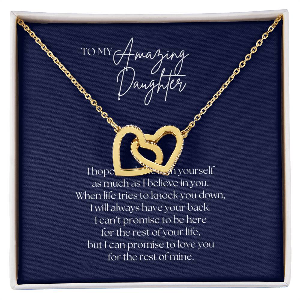 To My Amazing Daughter  Necklace - Interlocking Hearts