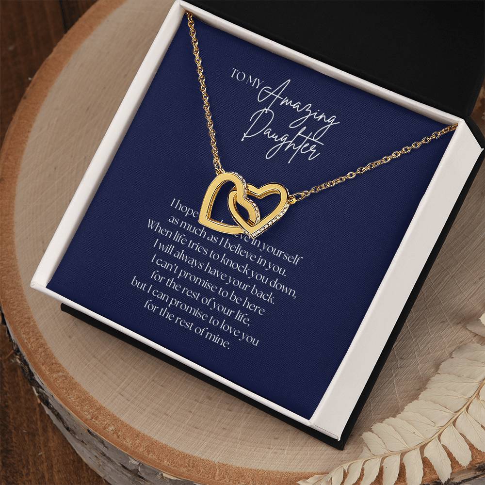 To My Amazing Daughter  Necklace - Interlocking Hearts