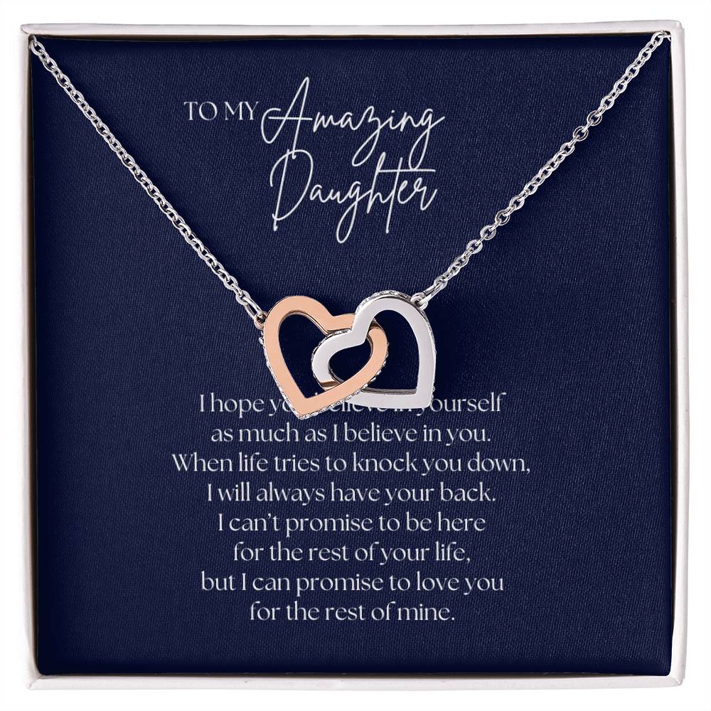 To My Amazing Daughter  Necklace - Interlocking Hearts