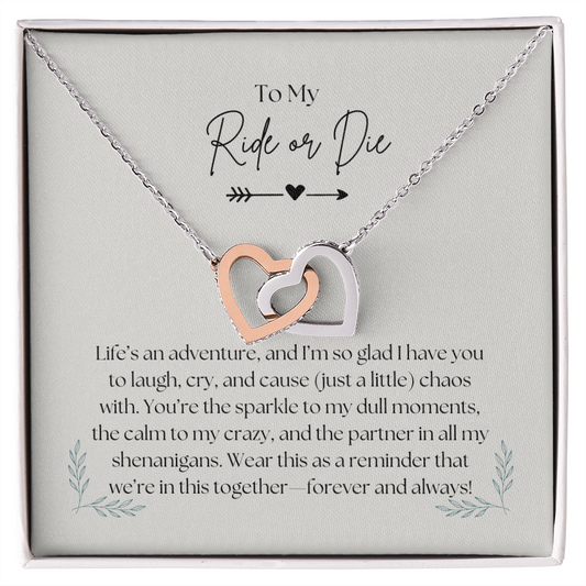 To  My Ride or Die - Interlocking Hearts Necklace