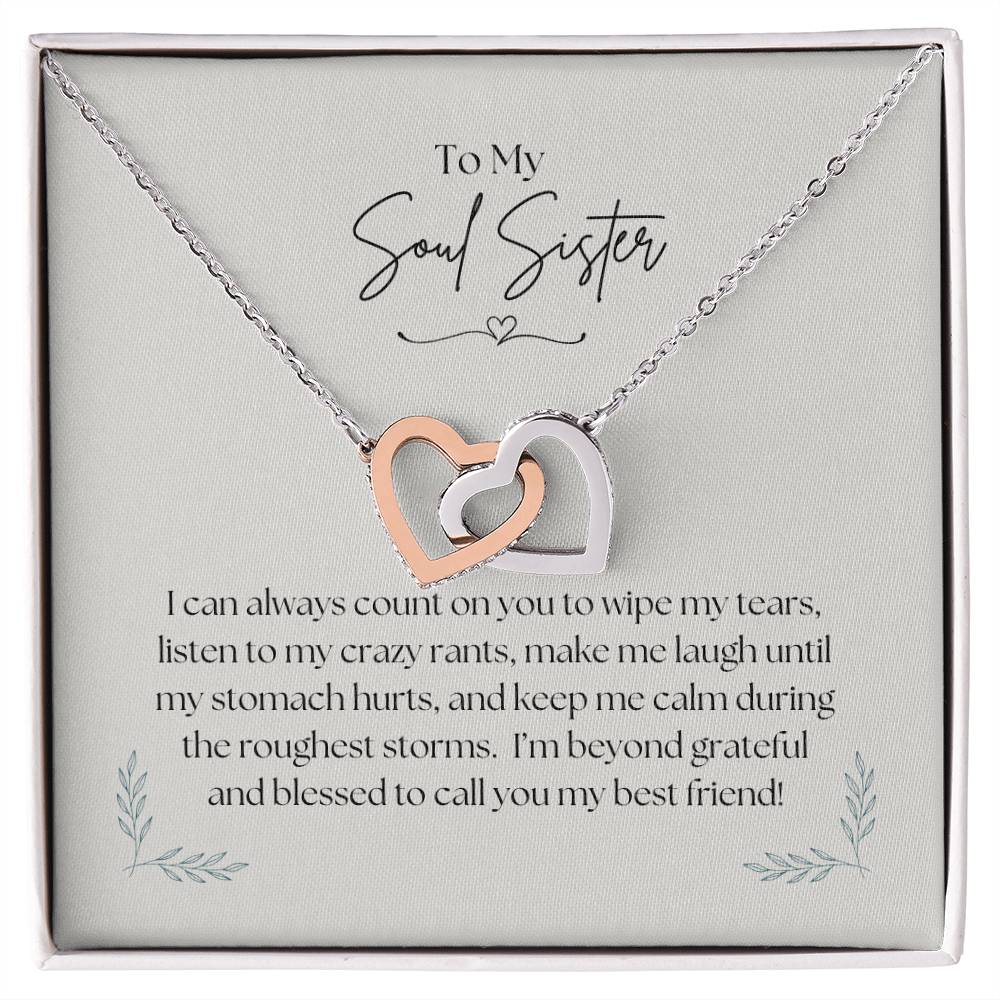 To My Soul Sister - Interlocking Hearts Necklace