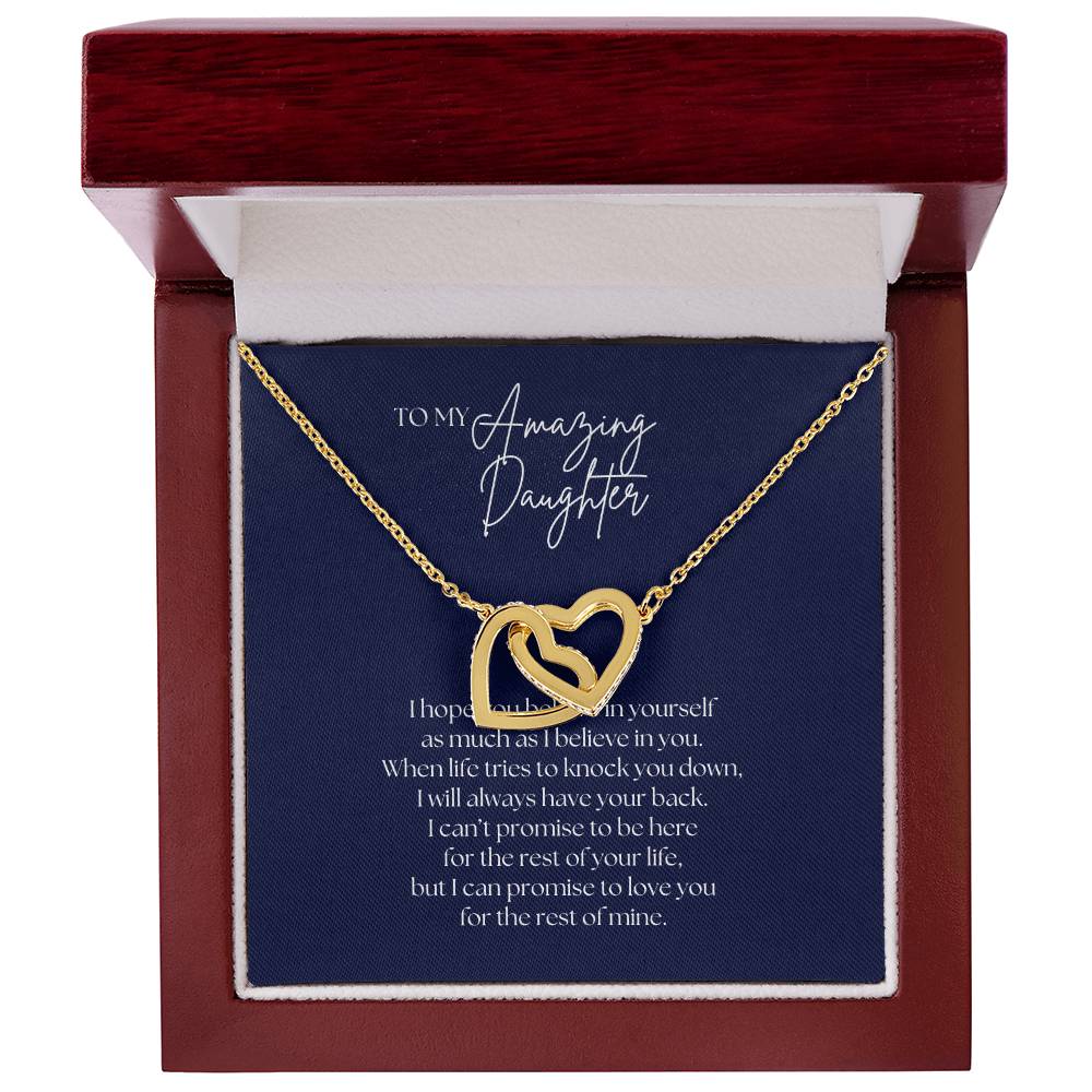 To My Amazing Daughter  Necklace - Interlocking Hearts