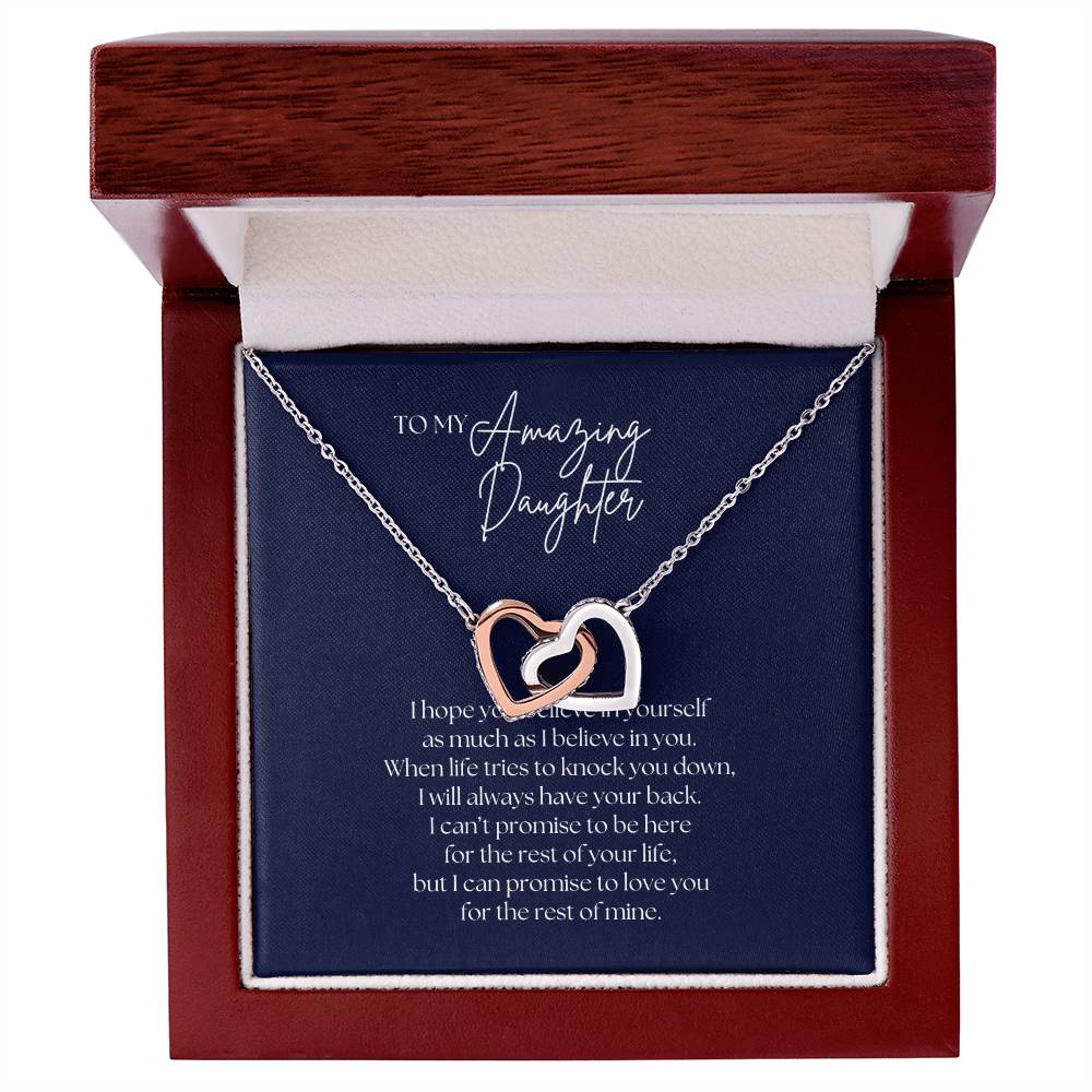 To My Amazing Daughter  Necklace - Interlocking Hearts