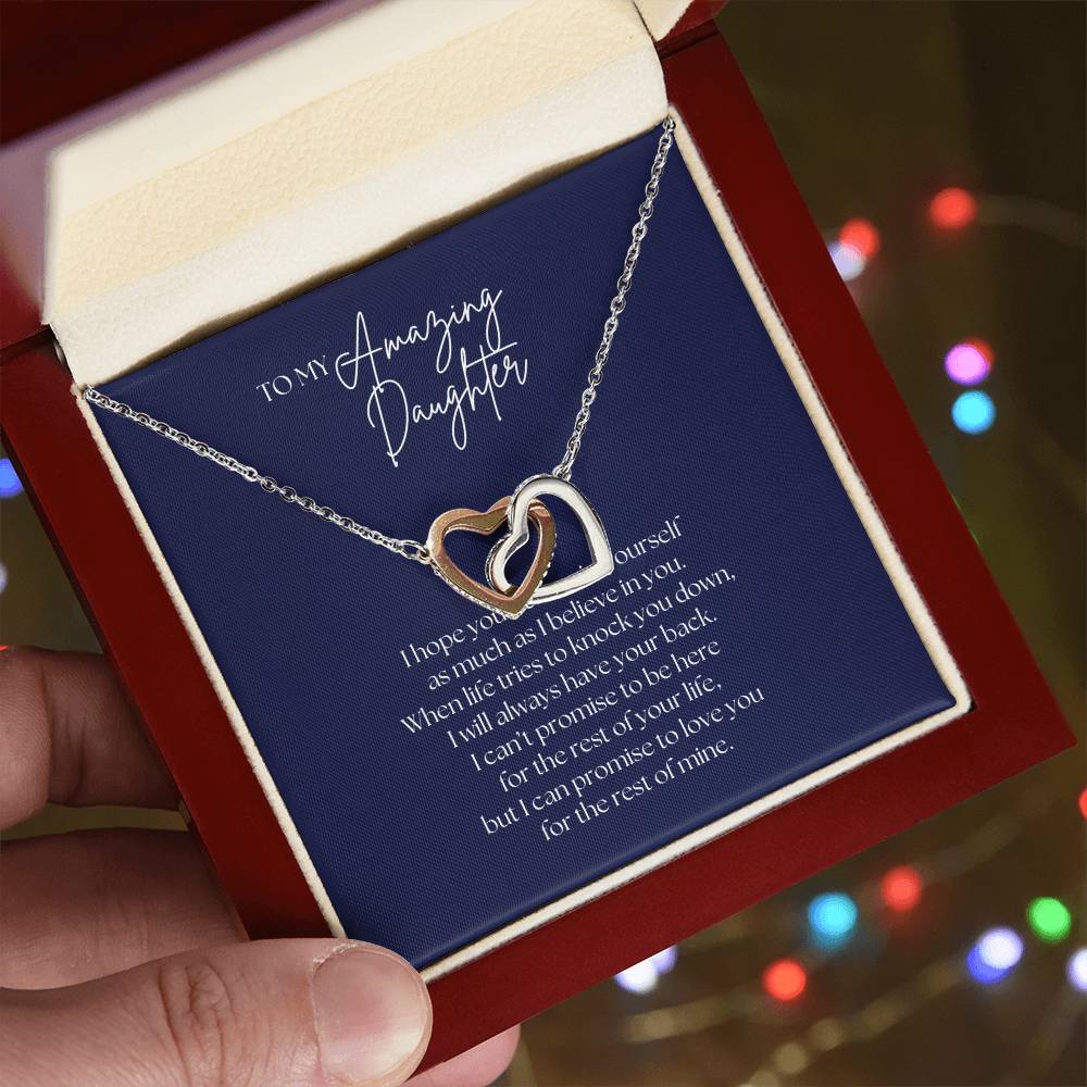 To My Amazing Daughter  Necklace - Interlocking Hearts