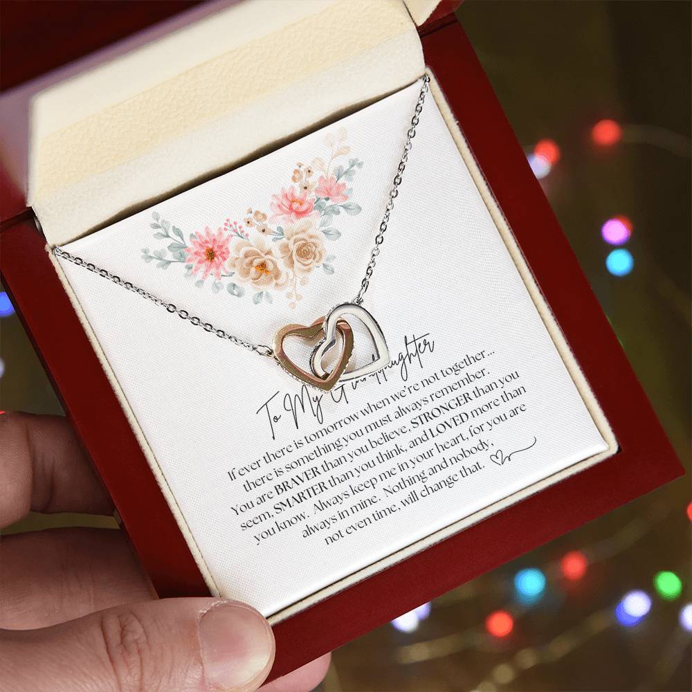 To My Granddaughter - Interlocking Hearts Necklace