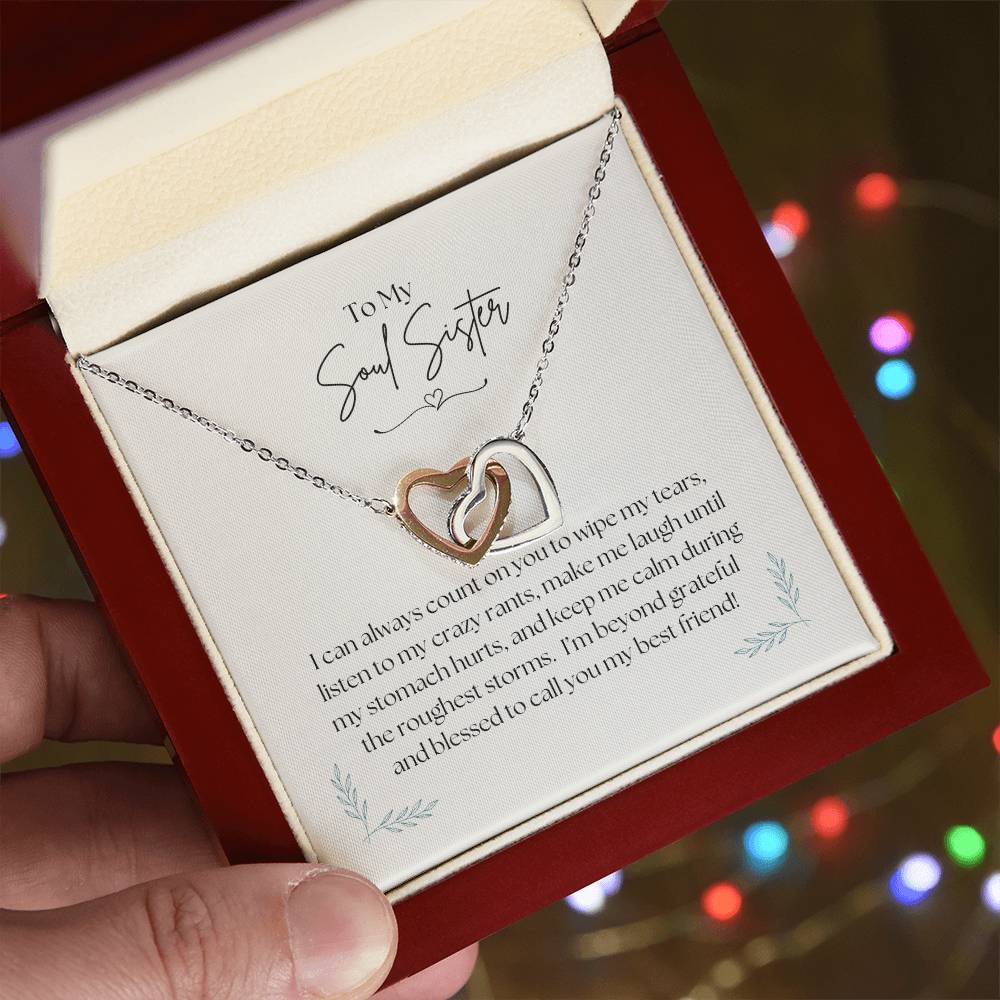 To My Soul Sister - Interlocking Hearts Necklace